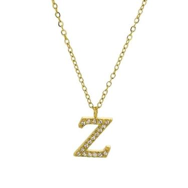 Imagem de tincolia Colar com 26 letras inglesas, acessórios de zircão, aço titânio, feminino, banhado a ouro, pingente colorfast - Z