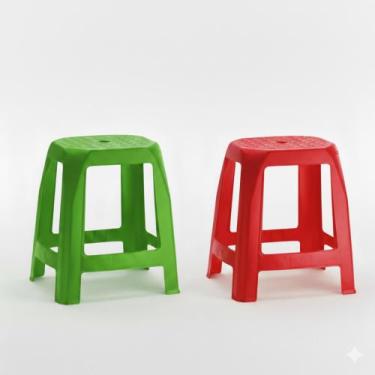 Imagem de Kit banco, banquinho, banqueta - 2 unidades - CDI-PLASTIC, VERMELHO E 