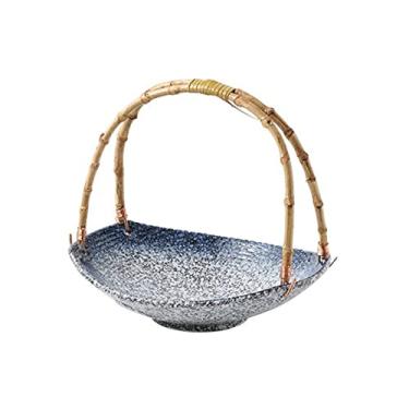 Imagem de Bandeja de cerâmica, restaurante, bar de sushi e utensílios de mesa de hotel, prato suspenso com alça, cesta de frutas