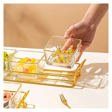 Imagem de Cesta de frutas para cozinha, bandeja de lanche, doces, sementes, prato de vidro, frutas secas, pratos, mesa de trabalho com moldura de metal, pratos de lanche, tigela de frutas/tigelas de frutas (cor