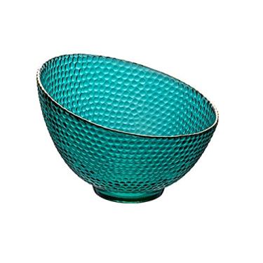 Imagem de U5GAAALPPQ9 Tigelas para cozinha tigela de salada de vidro doméstica borda dourada tigela de sobremesa tigela de frutas prato oblíquo tigela de vidro transparente talheres para lanche, sobremesa (cor