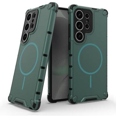 Imagem de Capa magnética mate para Samsung Galaxy S26/S26 Plus/S26 Ultra, proteção fina à prova de impactos com cobertura de lente tudo incluída (verde, 26 Plus)