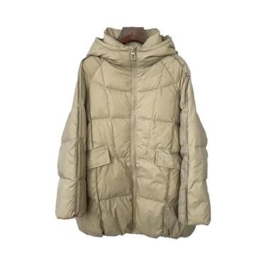 Imagem de Jaqueta Com Capuz De Pluma De Pato Branca Para Mulheres plus Size, Cas