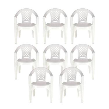 Imagem de Kit 8 Cadeiras Tramontina Iguape Polipropileno com Braços Empilháveis,
