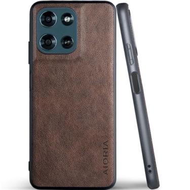 Imagem de AIORIA Capa para Motorola Moto G Play 2026 capa de couro premium design retrô capa protetora completa para celular Motorola Moto G Play 2026 5G (café, para Moto G Play 2026)