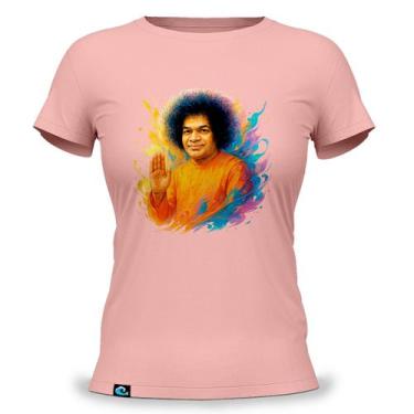 Imagem de Camiseta Feminina Baby Look com Estampa Sathya Sai Baba 100 Algodão Fi