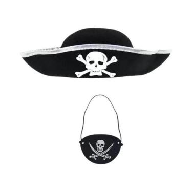 Imagem de Chapéu De Pirata Para Adultos E Crianças Com Patches De Olho De Caveir