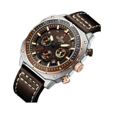 Imagem de Relógio Esportivo Masculino De Luxo À Prova d'Água Em Couro Com Quartz