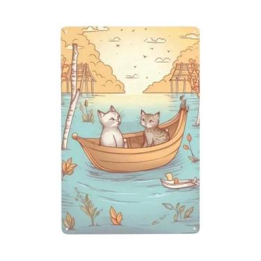 Imagem de Placa De Metal Vintage Com Gatos Para Parede - Decoração Normal É Abor