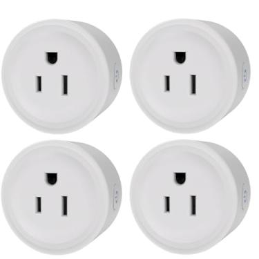 Imagem de Mengshen Pacote com 4 mini tomadas WiFi Smart Plug com função de temporizador de controle remoto de aplicativo, compatível com Alexa Google Home Smart Life 2,4 GHz, apenas soquete inteligente Wi-Fi
