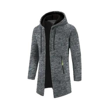 Imagem de Moletom Masculino Oversize Com Capuz E Zíper, Manga Longa, Cor Sólida,