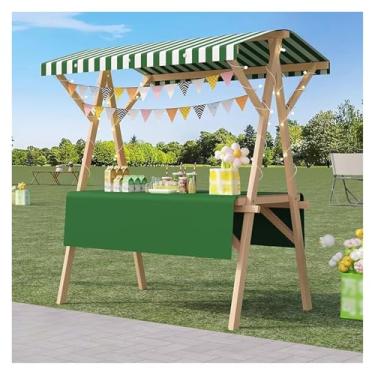 Imagem de Carrinho de comida de madeira portátil - Suporte de exibição dobrável para eventos ao ar livre, quiosque de mercado de carrinho de mão - Elegante e durável (150 x 60 x 200 cm)