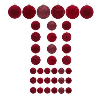 Imagem de Enfeites de Natal de veludo, 36 peças à prova de estilhaçamento | Conjunto de bolas flocadas para decoração de férias, para guirlanda de porta de guirlanda em casa, festa, quintal, , interior
