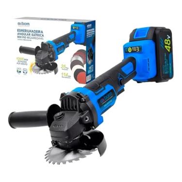Imagem de Esmerilhadeira Lixadeira Angular Recarregável 48V com 2 Baterias, Potência Profissional e Alta Eficiência