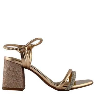 Imagem de Sandália Beira Rio Feminina de Salto Grosso com Tiras Brilhantes 8436213-Feminino