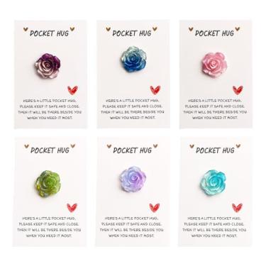 Imagem de Cartões de abraço de bolso | Cartão de felicitações de bolso de amor - Mensagem romântica de relacionamento positivo 6X para namorado, namorada, incentivo aos namorados