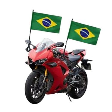 Imagem de Bandeira Do Brasil Para Moto Em Tecido Poliester 14cmX21cm (Kit com 2 Bandeiras)