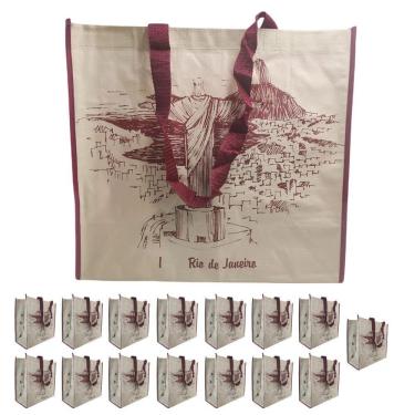 Imagem de Bolsa Ecobag Ecologica Kit 15 Unidades Mercado Compras Trabalho Dobravel Alça Resistente