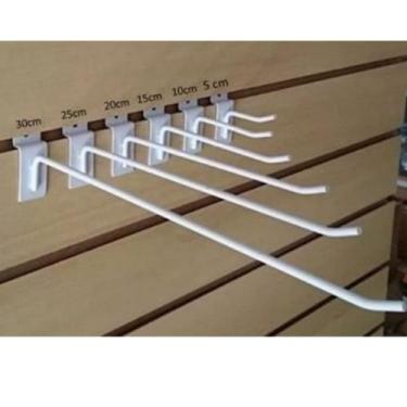 Imagem de Gancho Painel Canaletado 10cm Com 50 Unidades Branco - Loja do Gancho