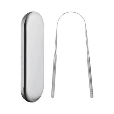 Imagem de Raspador De Língua Em Aço Inoxidável Vermelho Em Formato De U Com Esto