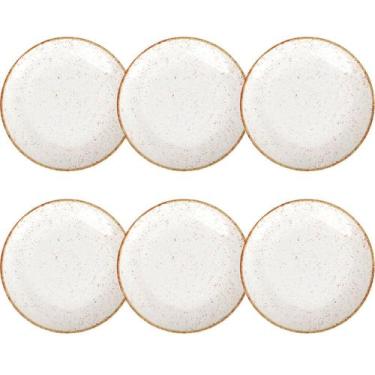 Imagem de Conjunto 6 Pratos Rústicos Tramontina Rasos 28cm Porcelana Marrom Deco