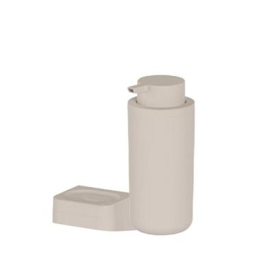 Imagem de Conjunto Saboneteira e Dispenser de Sabonete Liquido 500ml Bege Eleve 