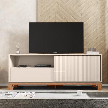Imagem de Rack Bancada Tv Para Sala de Estar 150cm Visari Off White/Freijó C01 - D'Rossi