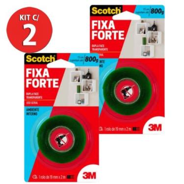 Imagem de 2 Fita Dupla Face 3M Fixa Forte Transparente 19mm x 2 metros