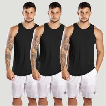 Imagem de Kit 3 Camisetas Regata Masculina Treino Lisa Básica Academia-Masculino
