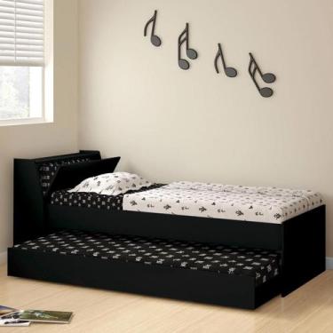 Imagem de Bicama com baú cama quarto visitas Ditália BB-28, Preto
