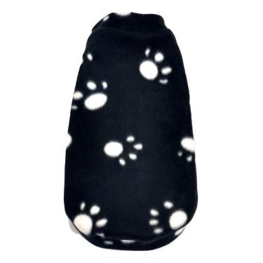 Imagem de Roupa capa soft para cachorro  preta com patinhas tamanho M