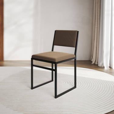Imagem de Cadeira de Jantar Industrial Isa Assento em Veludo para Mesa Sala de Jantar Cozinha e Casa - Marrom