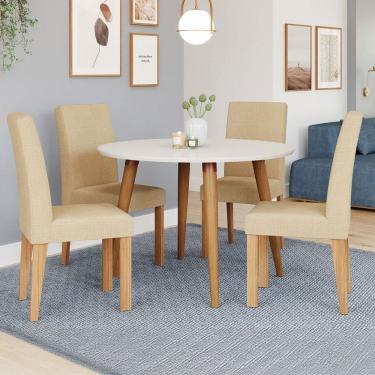 Imagem de Mesa de Jantar 4 Lugares Dani Maia Madeira/Off White/Gengibre - Cimol
