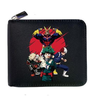 Imagem de Carteira, bolsa de moedas, couro, Bifold My Hero Academia Anime - Yiwe