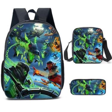 Imagem de Conjunto de mochilas escolares Ninja, 3 peças com bolsa de ombro e est