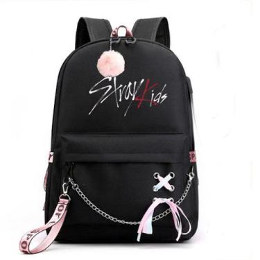 Imagem de Mochila escolar Stray Kids Anime Poliéster 32x15x45cm - yiweisai
