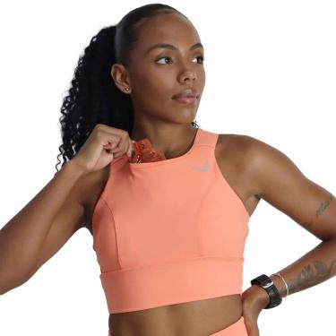 Imagem de Top Feminino Indrills de Corrida Com sustentação e Bolsos Running Laranja-Feminino