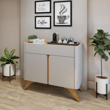 Imagem de Buffet para Sala de Jantar Laqueado 100% MDF 2 Portas 92cm Pés Madeira