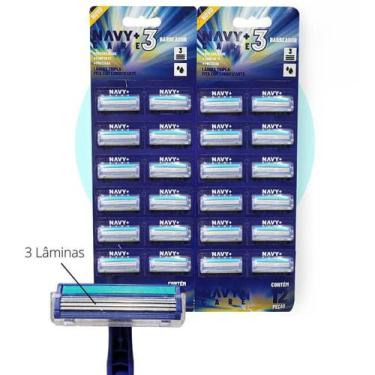 Imagem de Navy - aparelho de barbear uso manual c/3 laminas - cartela 24un, Azul