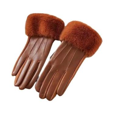 Imagem de Luvas Femininas De Inverno Em Couro PU Com Tela Sensível Ao Toque, Que