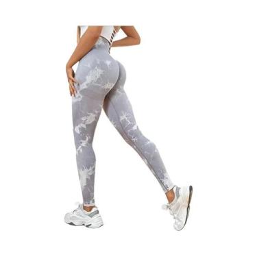 Imagem de Calças De Yoga Femininas De Cintura Alta Sem Costura Com Estampa Tie-D