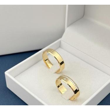 Imagem de Par de Alianças de Casamento Fina Bagesri em Ouro 18K com Largura de 3