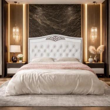 Imagem de Cabeceira Holanda Box Casal 90cm Estofada Branca - Shop - VS Móveis, B