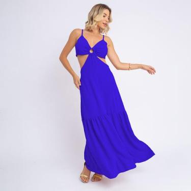 Imagem de Vestido Longo Soltinho De Amarrar Vazado Alcinha Argola Duna - SWISS B