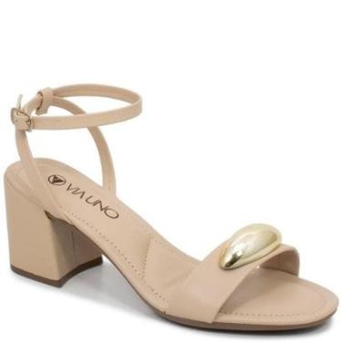 Imagem de Sandália Salto Bloco Adorno Metalizado Via Uno 858013-Feminino