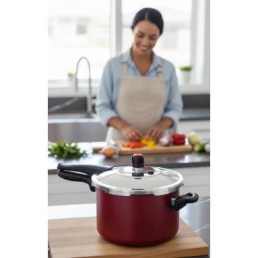Imagem de Panela Pressão 4,5L Antiaderente Fechamento Externo Vermelha - Congrat