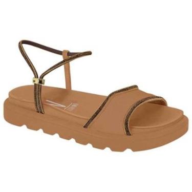 Imagem de Sandália Papete Feminina Camel Cacau Dourado Vizzano 6459.136-Feminino