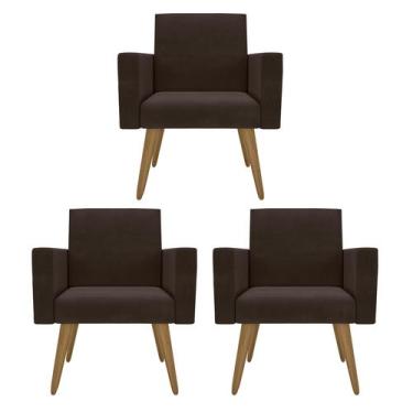 Imagem de Kit 3 Poltronas Nina Para Sala Clínica Studeo Consultório - Móveis Maf