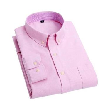 Imagem de Camisa Oxford Masculina Slim Fit De Manga Longa Sem Amassar Para Prima