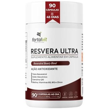 Imagem de Resvera Ultra - 90 Cápsulas (Longa Duração 45 Dias) Trans-resveratrol, Ácido Hialurônico, Biotina, Coenzima Q10, Vitaminas B3, B12 e Zinco, 90 Cápsulas, Beauty Blend, Fortalvit